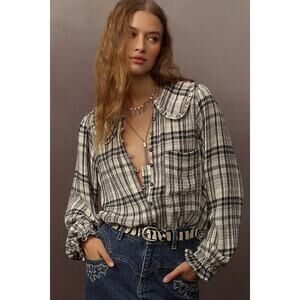 Anthropologie Pilcro plaid peter pan collar blouse | size m
